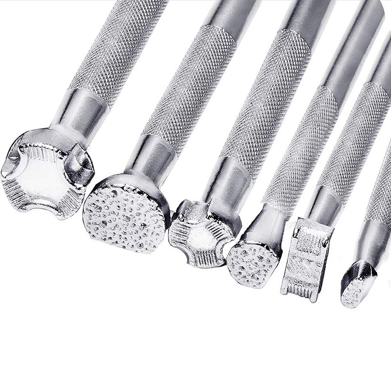 6 db Bőrbélyegző szerszámok Bőr munkanyereg készítés bélyegzőkészlet Különleges formájú bélyegző készlet Bőr kézműves eszközök