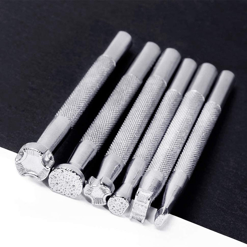 6 db Bőrbélyegző szerszámok Bőr munkanyereg készítés bélyegzőkészlet Különleges formájú bélyegző készlet Bőr kézműves eszközök