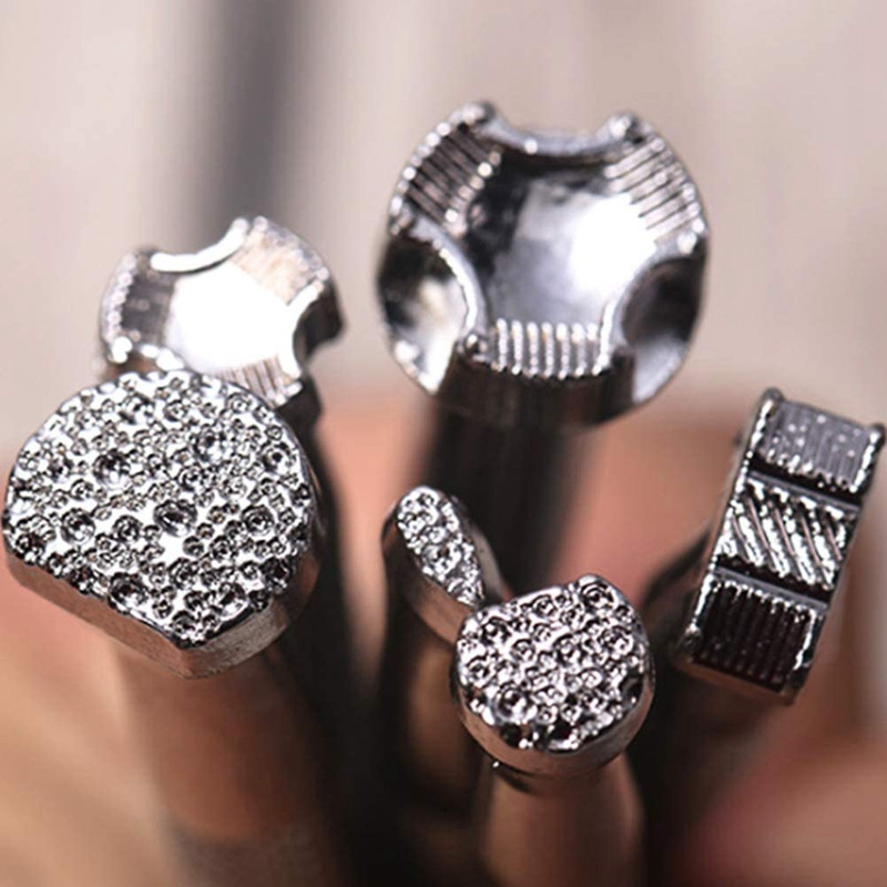 6 db Bőrbélyegző szerszámok Bőr munkanyereg készítés bélyegzőkészlet Különleges formájú bélyegző készlet Bőr kézműves eszközök