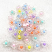 Noi 30 de bucăți 12 mm, culoare interioară mată, mărgele de flori acrilice, bijuterii de mărgele cu intervale libere pentru accesorii de îmbrăcăminte DIY