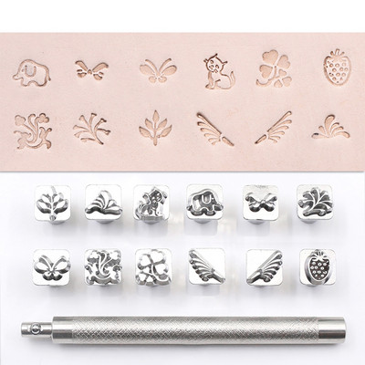 12 gab. Ādas štancēšanas komplekts Metāla perforators, grebums, gravēšana, drukas rīki, zīmogs vasks, roku šūšana, ādas amatniecības štancēšanas zīmogi