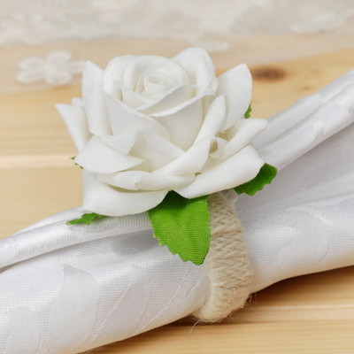 Mākslīgie ziedi salvešu gredzeni Mākslīgās rozes salvešu gredzens Serviette Sprādzes Turētājs Galda noformējums Kāzas Valentīna diena