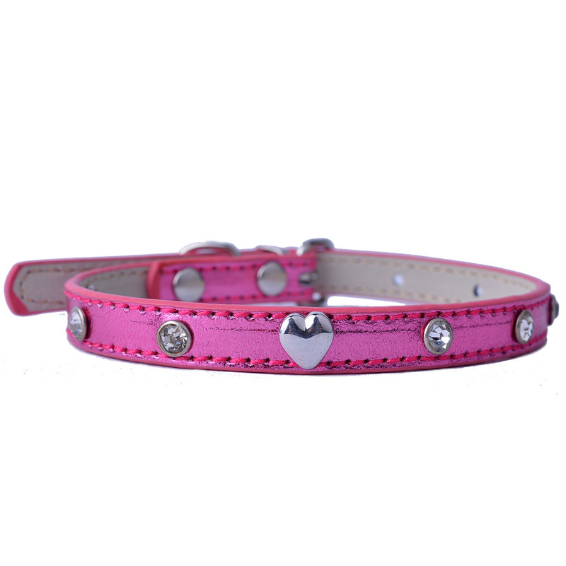 Kristāla radžota suņu kakla siksna Sirds formas kucēnu aksesuāri Regulējama kaklasiksna Kaklarota Mazie mājdzīvnieku suņu piederumi kaklasiksnas de perro