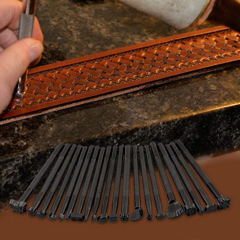 20 tk nahast templi trükkimise tööriist Käsitsi valmistatud sulamist templite stantsikomplekt nikerdamiseks sadulate valmistamise tööriistad nahast käsitöö jaoks DIY kunstiteosed