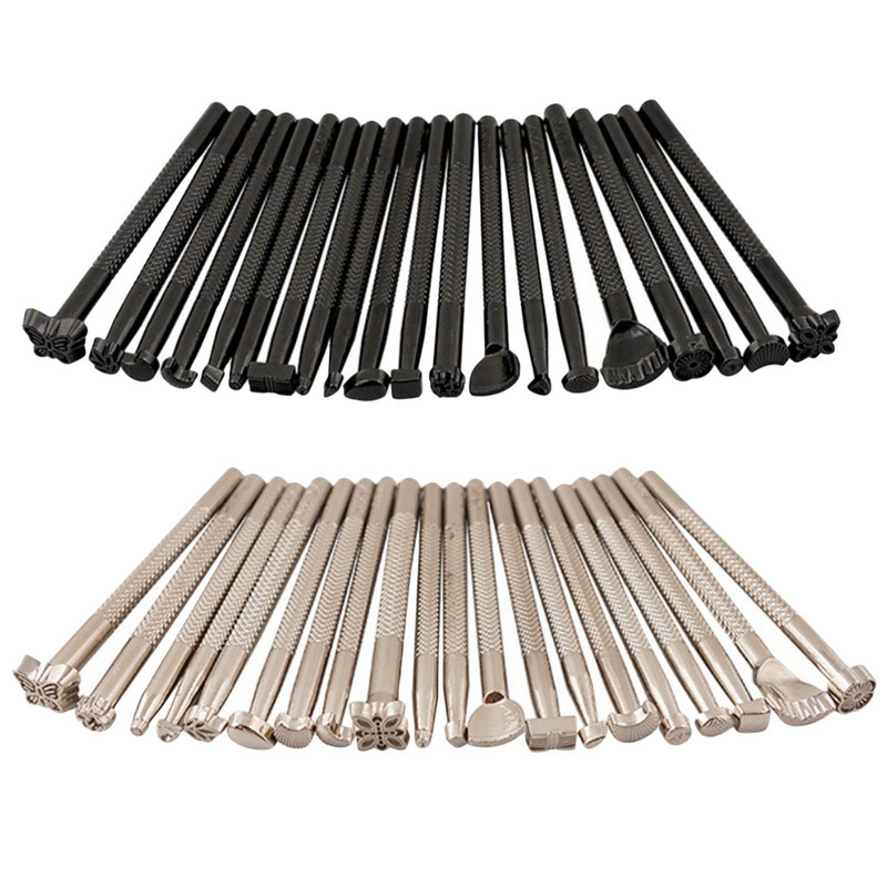 20 tk nahast templi trükkimise tööriist Käsitsi valmistatud sulamist templite stantsikomplekt nikerdamiseks sadulate valmistamise tööriistad nahast käsitöö jaoks DIY kunstiteosed