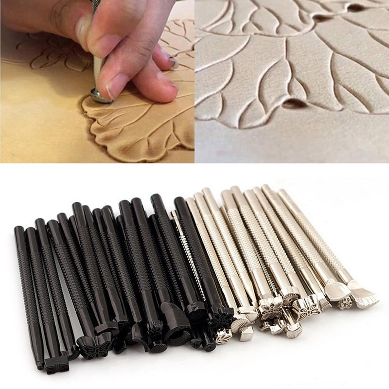 20 tk nahast templi trükkimise tööriist Käsitsi valmistatud sulamist templite stantsikomplekt nikerdamiseks sadulate valmistamise tööriistad nahast käsitöö jaoks DIY kunstiteosed