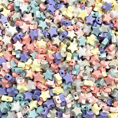 Jaunas 50-200gab 10mm krāsainas piecstaru zvaigžņu akrila brīvas starplikas krelles rotaslietu izgatavošanai ar rokām darināti apģērbu aksesuāri