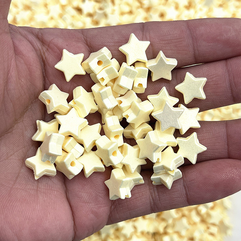 Jaunas 50-200gab 10mm krāsainas piecstaru zvaigžņu akrila brīvas starplikas krelles rotaslietu izgatavošanai ar rokām darināti apģērbu aksesuāri