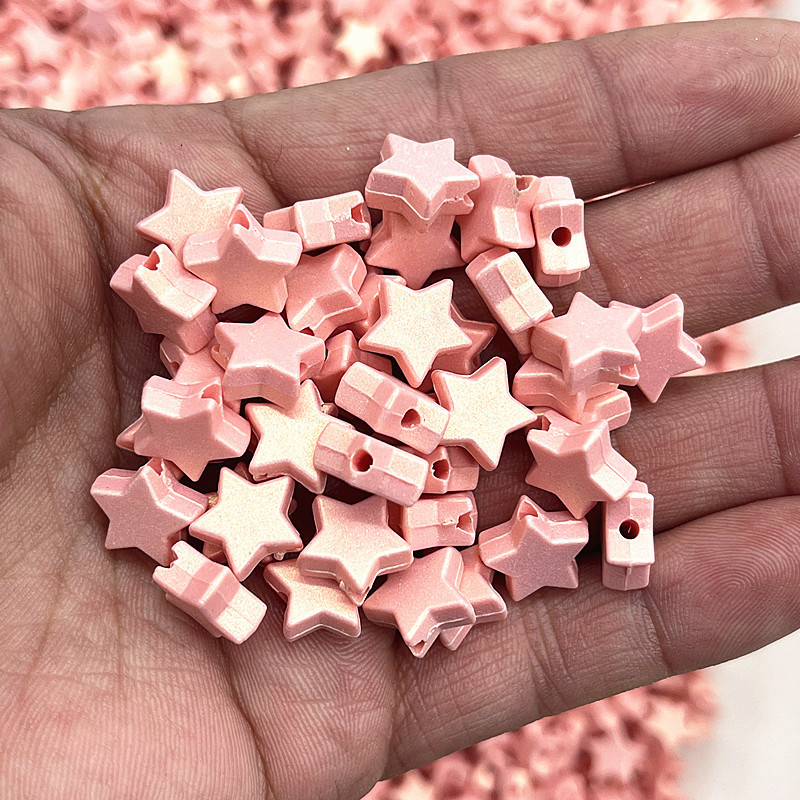 Jaunas 50-200gab 10mm krāsainas piecstaru zvaigžņu akrila brīvas starplikas krelles rotaslietu izgatavošanai ar rokām darināti apģērbu aksesuāri