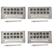 E56C Ādas amatniecības štancēšanas rīki Metāla zīmogu rīku komplekts DIY apdrukas jostas somas