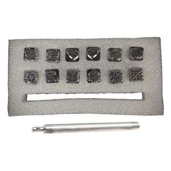 E56C Εργαλεία σφράγισης δερμάτινων χειροτεχνιών Σετ εργαλείων μεταλλικών σφραγίδων για τσάντες ζωνών αποτύπωσης DIY