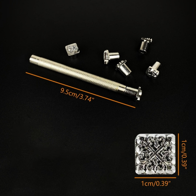 E56C Ādas amatniecības štancēšanas rīki Metāla zīmogu rīku komplekts DIY apdrukas jostas somas