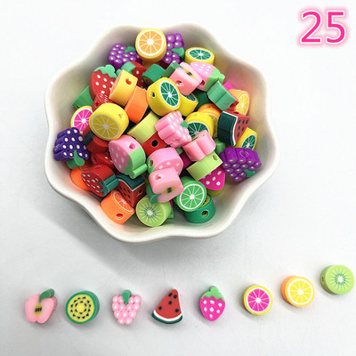 30 τμχ/παρτίδα 10 χιλιοστά Καρδιά/Φρούτα/Λουλούδια Χάντρες Πολυμερικός Πηλός Χαλαρές Χάντρες για Κατασκευή κοσμημάτων Αξεσουάρ χειροποίητων βραχιολιών DIY