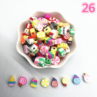 30 τμχ/παρτίδα 10 χιλιοστά Καρδιά/Φρούτα/Λουλούδια Χάντρες Πολυμερικός Πηλός Χαλαρές Χάντρες για Κατασκευή κοσμημάτων Αξεσουάρ χειροποίητων βραχιολιών DIY