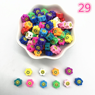 30 τμχ/παρτίδα 10 χιλιοστά Καρδιά/Φρούτα/Λουλούδια Χάντρες Πολυμερικός Πηλός Χαλαρές Χάντρες για Κατασκευή κοσμημάτων Αξεσουάρ χειροποίητων βραχιολιών DIY