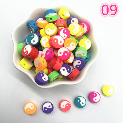 30 τμχ/παρτίδα 10 χιλιοστά Καρδιά/Φρούτα/Λουλούδια Χάντρες Πολυμερικός Πηλός Χαλαρές Χάντρες για Κατασκευή κοσμημάτων Αξεσουάρ χειροποίητων βραχιολιών DIY