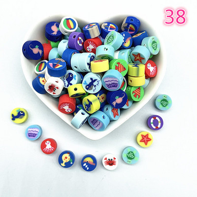 30 τμχ/παρτίδα 10 χιλιοστά Καρδιά/Φρούτα/Λουλούδια Χάντρες Πολυμερικός Πηλός Χαλαρές Χάντρες για Κατασκευή κοσμημάτων Αξεσουάρ χειροποίητων βραχιολιών DIY