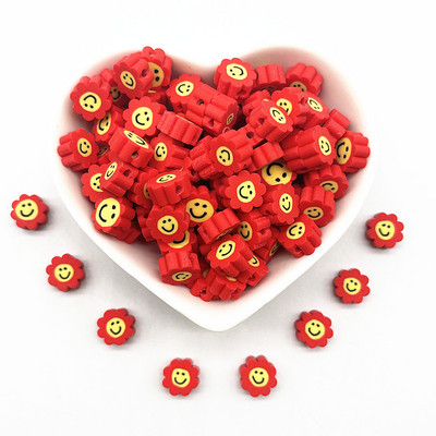 30 τμχ/παρτίδα 10 χιλιοστά Καρδιά/Φρούτα/Λουλούδια Χάντρες Πολυμερικός Πηλός Χαλαρές Χάντρες για Κατασκευή κοσμημάτων Αξεσουάρ χειροποίητων βραχιολιών DIY