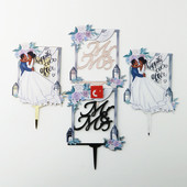 Ins krāsainie kāzu ballīšu kūku virsmateriāli Rose Gold Mrs & Mr Acrylic saderinājušies kāzu Valentīna dienas noformējumam.