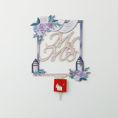 Ins krāsainie kāzu ballīšu kūku virsmateriāli Rose Gold Mrs & Mr Acrylic saderinājušies kāzu Valentīna dienas noformējumam.