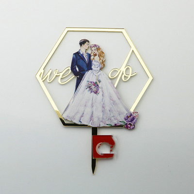 Ins krāsainie kāzu ballīšu kūku virsmateriāli Rose Gold Mrs & Mr Acrylic saderinājušies kāzu Valentīna dienas noformējumam.