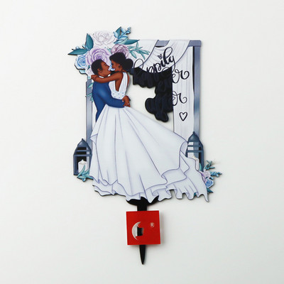 Ins krāsainie kāzu ballīšu kūku virsmateriāli Rose Gold Mrs & Mr Acrylic saderinājušies kāzu Valentīna dienas noformējumam.