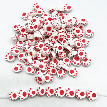 30 τμχ/παρτίδα 10mm Bears Paw Pattern Beads Polymer Clay Spacer Loose Beads for Jewelry Making DIY Handmade Accessories