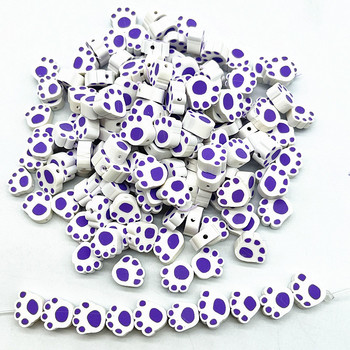 30 τμχ/παρτίδα 10mm Bears Paw Pattern Beads Polymer Clay Spacer Loose Beads for Jewelry Making DIY Handmade Accessories