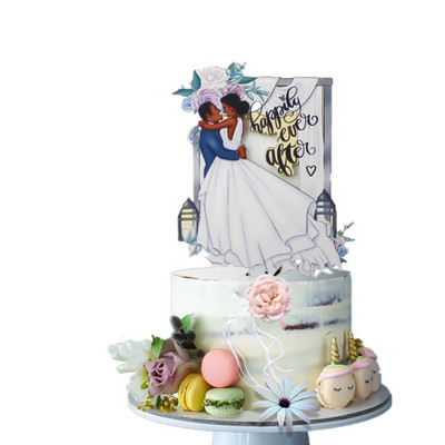 Нов 3D цветен топер за сватбена торта Акрилно розово злато Mrs & Mr wedding Party Cake Toppers за Свети Валентин Декорации за подарък