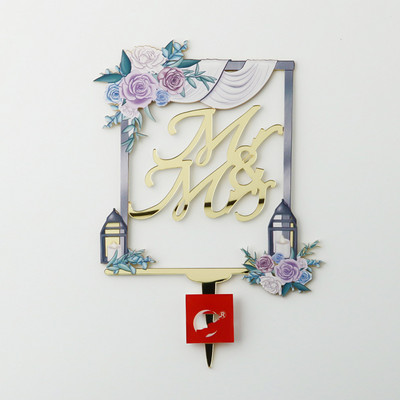 Jauni 3D krāsaini kāzu kūku virsmateriāli akrila rozā zelta kundzes un kunga kāzu ballīšu kūku pildītāji Valentīna dienas dāvanu dekorēšanai