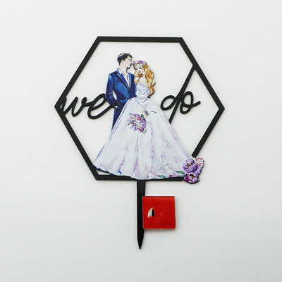 Jauni 3D krāsaini kāzu kūku virsmateriāli akrila rozā zelta kundzes un kunga kāzu ballīšu kūku pildītāji Valentīna dienas dāvanu dekorēšanai