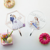 3D krāsains līgavas un līgavaiņa kāzu tortes virsma Mrs.Mr Rose Gold Valentīndienas akrila kūku virskārtas kāzu kūku dekorēšanai