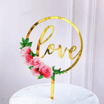 3D булка и младоженец цветен топер за сватбена торта Mrs.Mr Розово злато Свети Валентин Акрилни топери за торта за декорации на сватбена торта