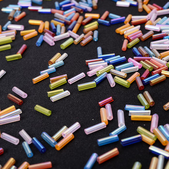 300Pcs 2x7mm Μικτές χάντρες πολλαπλών χρωμάτων Κύλινδροι γυάλινες χάντρες για αξεσουάρ κολιέ σκουλαρίκι βραχιολιών κατασκευής κοσμημάτων μόδας