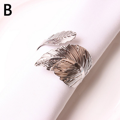 Rudens lapai Servetėlių žiedai Auksiniai Sidabriniai Krikšto apyrankės Metalinis Servetėlių Laikiklis Vestuvių Dovanos Krikšto Dušo Vakarėlio dekoras