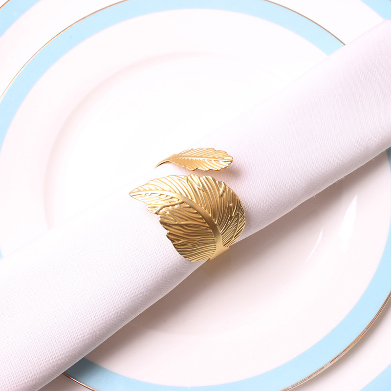 Rudens lapai Servetėlių žiedai Auksiniai Sidabriniai Krikšto apyrankės Metalinis Servetėlių Laikiklis Vestuvių Dovanos Krikšto Dušo Vakarėlio dekoras