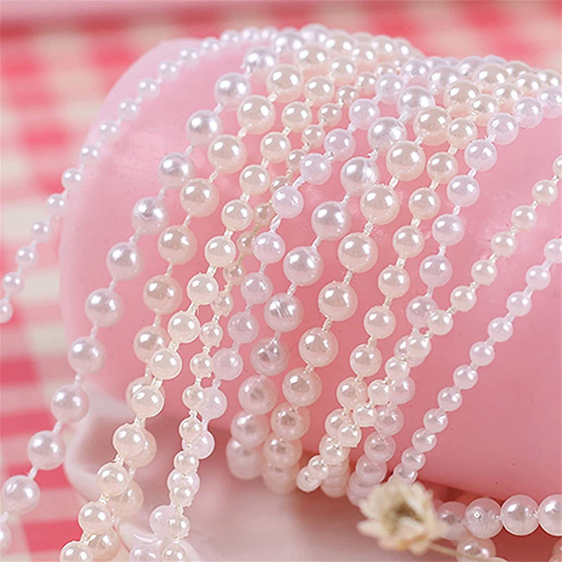 5 M ABS pērļu imitācijas krelles ķēdes līnijas auklas vītnes apdare amatniecībai DIY kāzu ballīšu dekorēšana un rotaslietas atradumi aksesuāri