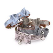 Moda nailon + PU personalizat guler pentru câini cravată dungi diagonale fundă reglabilă vară guler pentru câini cu clopot pentru animale de companie