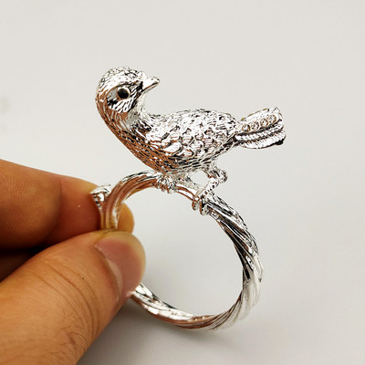 6 gab. Putnu salvetes Gredzeni Zelta sudraba stumbra un putnu salvetes turētāja gredzenu salvete kāzu pusdienu galda dekorēšanai