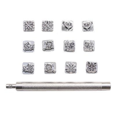 12gab Ādas griešanas rīki Dažādas formas Kirsite ādas apdrukas rīki Profesionāli drukas rīki ādas apstrādei