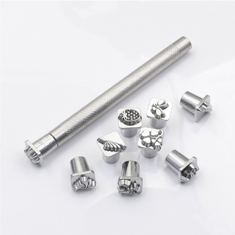 12gab Ādas griešanas rīki Dažādas formas Kirsite ādas apdrukas rīki Profesionāli drukas rīki ādas apstrādei