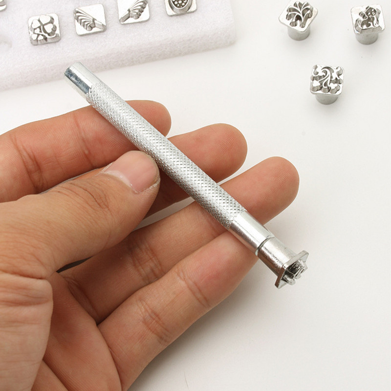 12gab Ādas griešanas rīki Dažādas formas Kirsite ādas apdrukas rīki Profesionāli drukas rīki ādas apstrādei