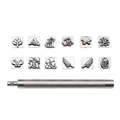 12 gab. Dažādas formas zīmogu perforatoru komplekts Kirsite ādas griešanas rīki DIY amatniecības drukas rīki, profesionāli ādas apstrādei