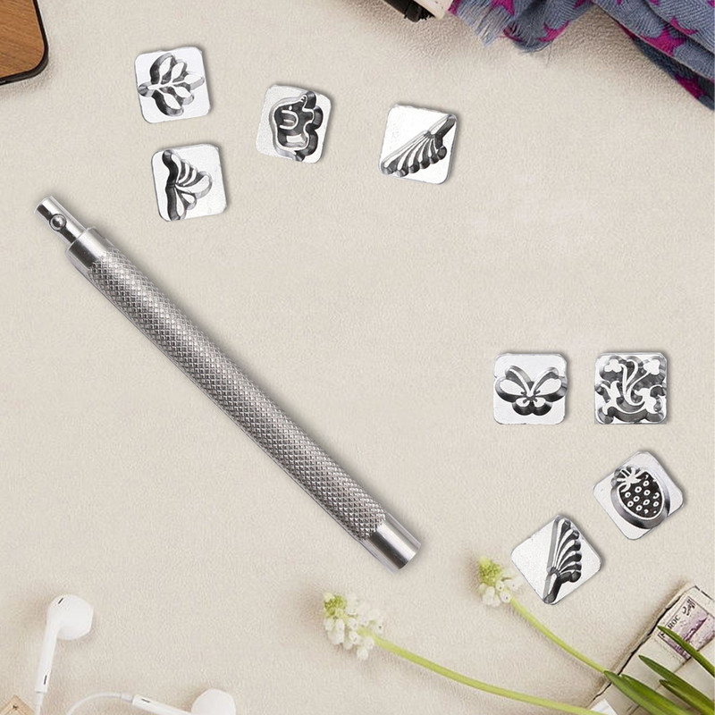 12 gab. Dažādas formas zīmogu perforatoru komplekts Kirsite ādas griešanas rīki DIY amatniecības drukas rīki, profesionāli ādas apstrādei