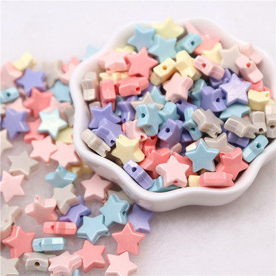 Mazumtirdzniecība DIY krelles Zvaigžņu sirds apaļas ovālas pērļu krelles ar caurumu ABS akrila krelles ar rokām darinātas rotaslietas krelles amatniecības piederumi 10g