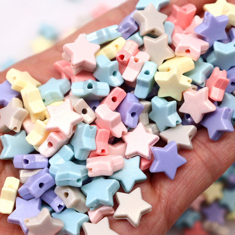 Mazumtirdzniecība DIY krelles Zvaigžņu sirds apaļas ovālas pērļu krelles ar caurumu ABS akrila krelles ar rokām darinātas rotaslietas krelles amatniecības piederumi 10g