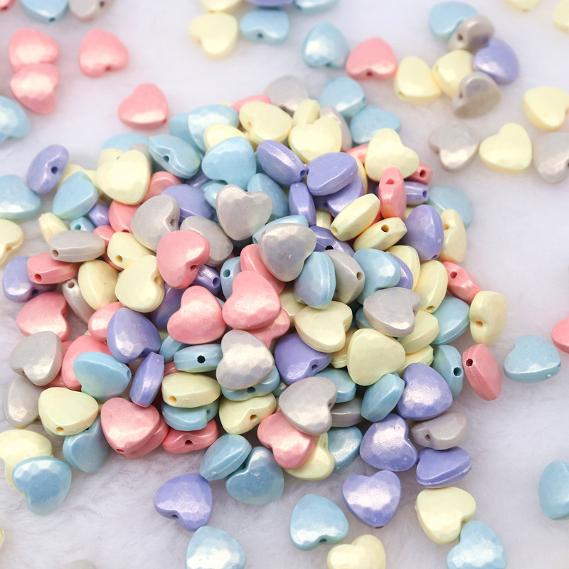 Mazumtirdzniecība DIY krelles Zvaigžņu sirds apaļas ovālas pērļu krelles ar caurumu ABS akrila krelles ar rokām darinātas rotaslietas krelles amatniecības piederumi 10g