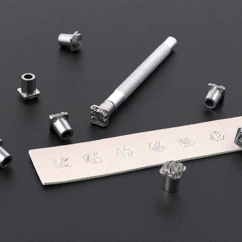 12 gab. Dažādas formas zīmogu perforatoru komplekts Kirsite presēšanas perforatoru komplekti DIY amatniecības drukas rīki, profesionāli ādas apstrādei