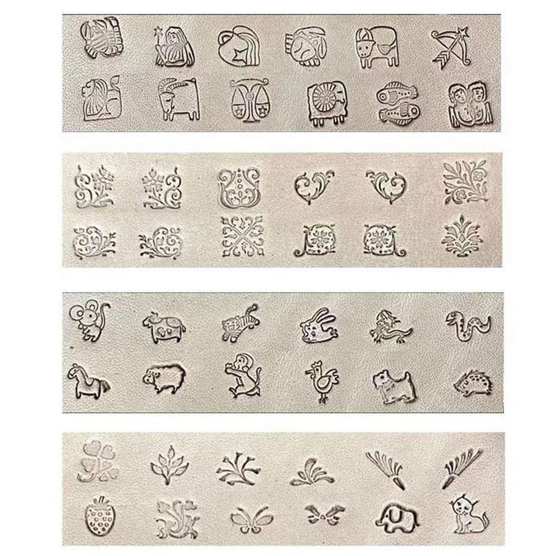 12 gab. Ādas apzīmogošanas drukāšanas rīku komplekts, sakausējuma zīmogu perforators, metāla zīmogu komplekts ādas zīmogu griešanas amatniecības rīkam