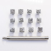 12 τμχ Εργαλεία εκτύπωσης δερμάτινου σφραγίσματος Αστερισμός Ζωδιακό σχέδιο Σφραγίδα από κράμα διάτρητη μεταλλική σφραγίδα σετ για χειροποίητες χειροτεχνίες σκαλίσματος